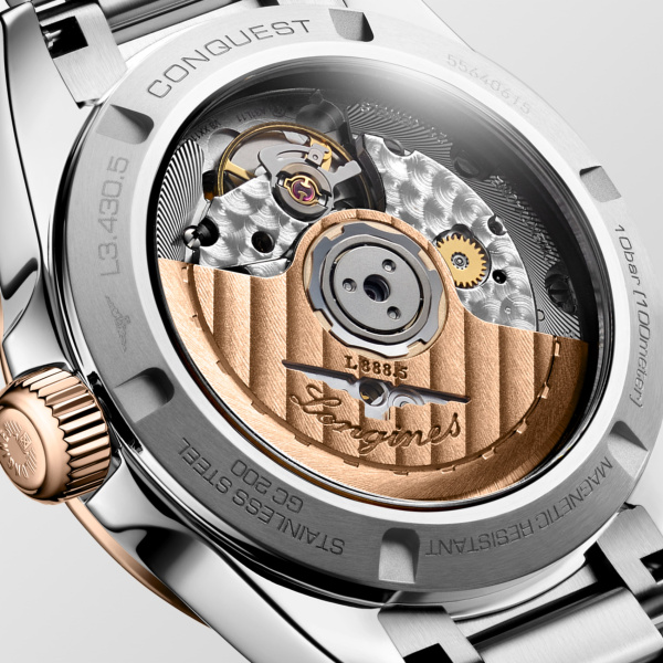 Montre Longines Conquest 34 mm Automatique Or Rose Cadran Violet