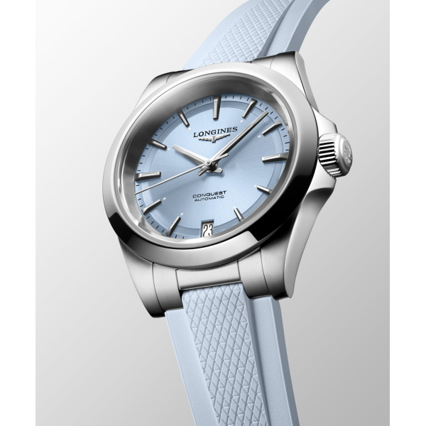 Montre Longines Conquest 34 mm Automatique Bleu Bracelet Caoutchouc