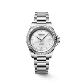 Montre Longines Conquest 34 mm Automatique Nacre Sertie Diamants