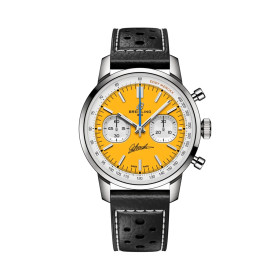 Montre Breitling Top Time B01 Chronograph 41mm Eddy Merckx Édition Limitée Cadran jaune bracelet cuir