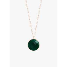 Collier Ginette NY disque agate verte or rose 18 carats sur chaîne