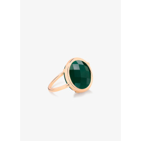 Bague Ginette NY disque or rose & agate verte