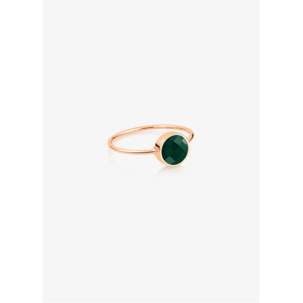 Bague Ginette NY Disc Ring or rose & agate verte