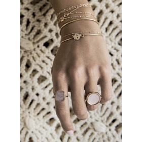 Bracelet Ginette NY Jonc or rose & motif loup