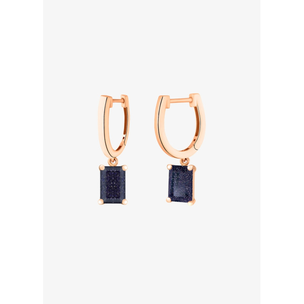 Boucles Ginette NY d'oreilles or rose & blue sandstone