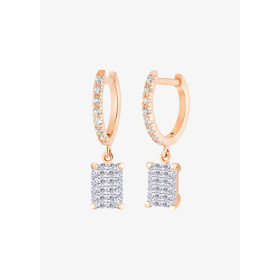 Boucles Ginette NY d'oreilles Diamond Midnight Hoops or rose & diamants