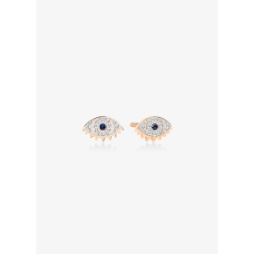 Boucles Ginette NY d'oreilles Ajna or rose saphir & diamant