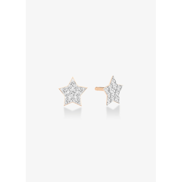 Boucles Ginette NY d'oreilles Milky Way Star or rose & diamants