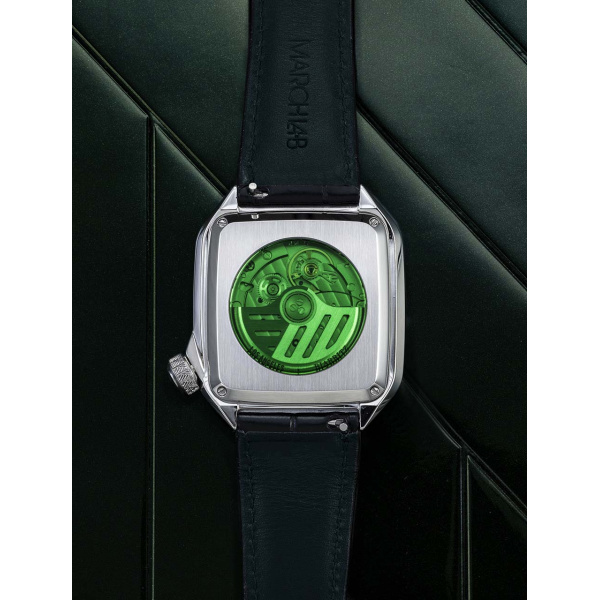 Montre March LA.B AM2 Automatique Grall 39 mm Bracelet Jacquard Julien Faure Vert Sapin