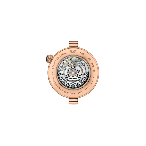 Montre Tissot Desir Automatique 28 mm Cadran Nacre Bleue Acier Bracelet Cuir T1522073613100