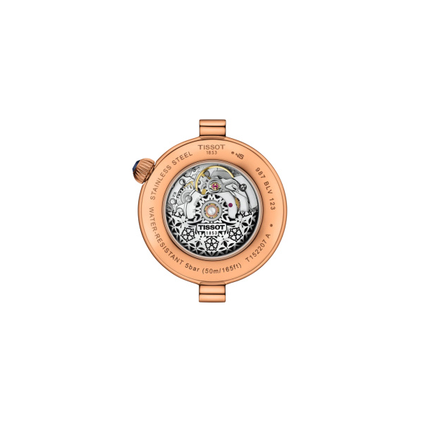 Montre Tissot Desir Automatique 28 mm Cadran Nacre Or Rose Bracelet Cuir Gris T1522073653100
