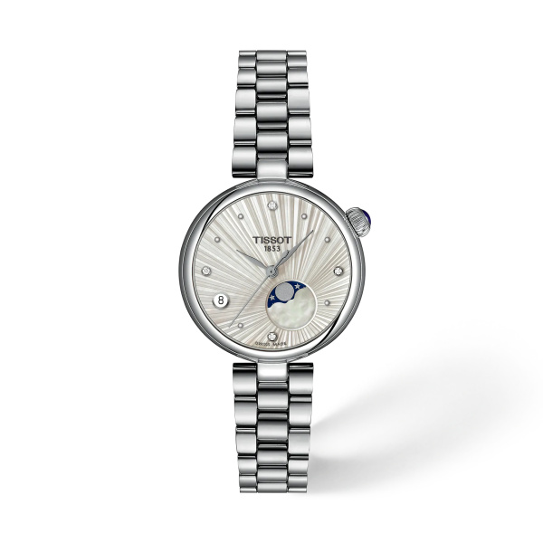 Montre Tissot Desir Phase de Lune Quartz 29,6 mm Cadran Argent Diamants Acier T1522231103600