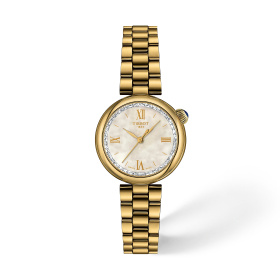 Montre Tissot Desir Quartz 28 mm Cadran Nacre PVD Or Jaune T1520103311800