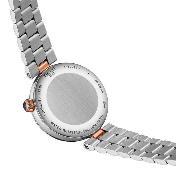 Montre Tissot Desir Phase de Lune Quartz 29,6 mm Cadran Argent Diamants Bicolore Or Rose T1522232203600