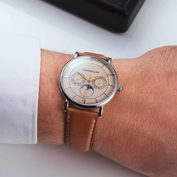 Montre Herbelin Inspiration Phase de Lune 38 mm Ivoire