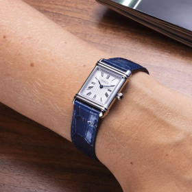 Montre Herbelin Art Déco Guilloché Cuir Bleu