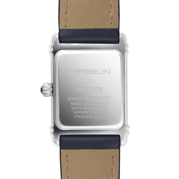 Montre Herbelin Art Déco Guilloché Cuir Bleu