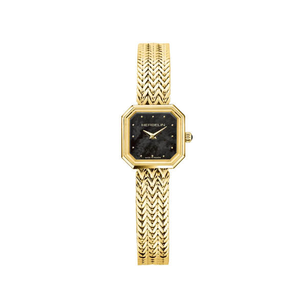 Montre Herbelin Octogone Nacre Noire Or 22 mm