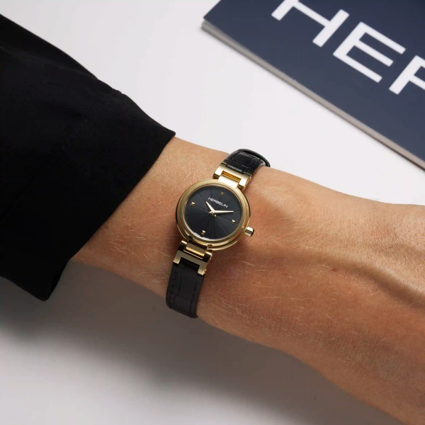 Montre Herbelin Lady H Or Cuir Noir 22 mm