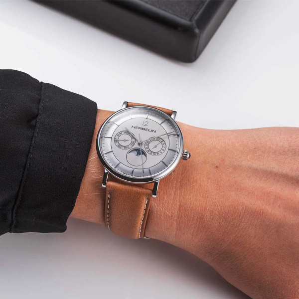 Montre Herbelin Inspiration Phase de Lune 38 mm Argent