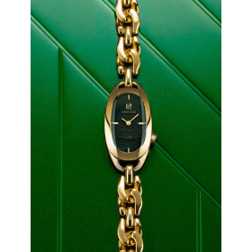 Montre March LA.B Oblongue Drapée Emerald 20 mm Bracelet Gourmette Dorée