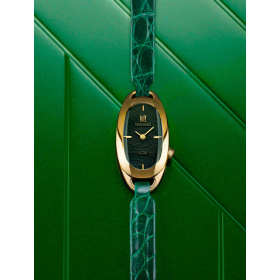 Montre March LA.B Oblongue Drapée Emerald 20 mm Bracelet Alligator Vert