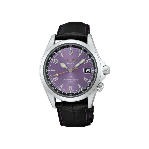Montre Seiko Prospex Alpinist HBC006J1 39,45 mm cadran violet clair bracelet cuir noir