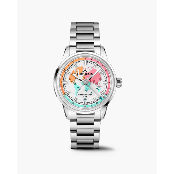 Montre Norqain Freedom GMT Enjoy Life Holiday Édition Limitée 40 mm Automatique Cadran Blanc