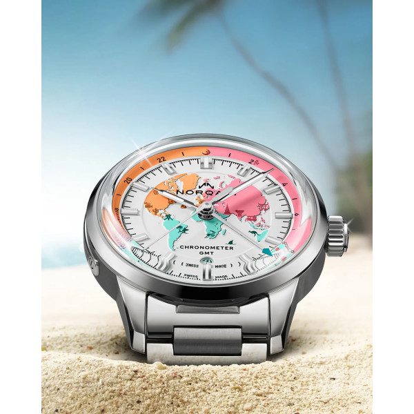 Montre Norqain Freedom GMT Enjoy Life Holiday Édition Limitée 40 mm Automatique Cadran Blanc
