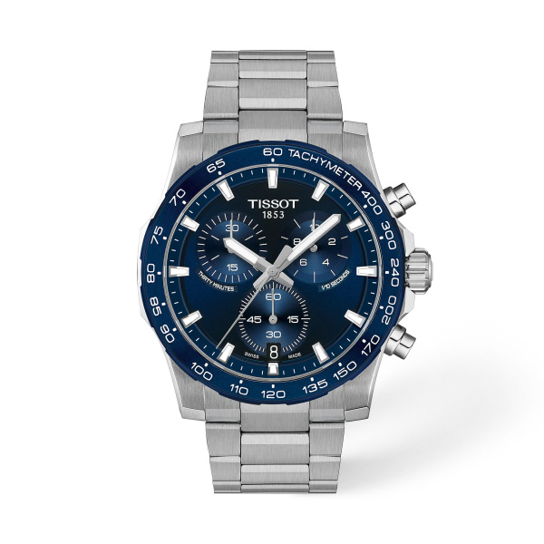 Montre Tissot Supersport Chrono 42 mm Cadran Bleu Bracelet Acier