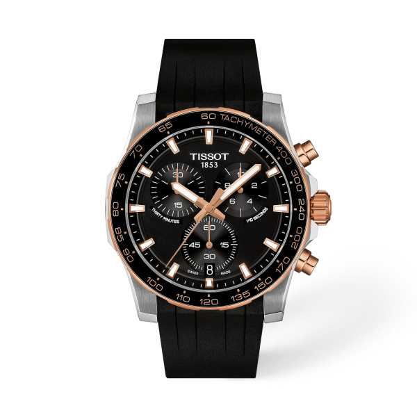 Montre Tissot Supersport Chrono 42 mm PVD Or Rose Bracelet Caoutchouc