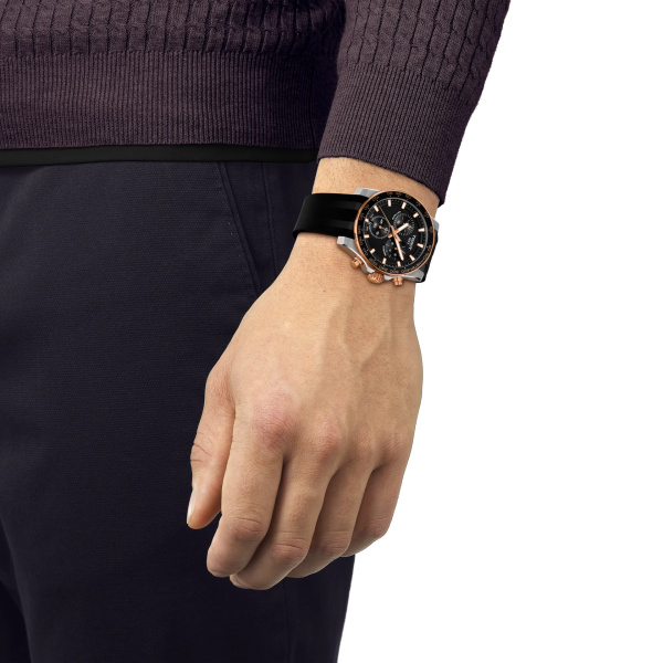 Montre Tissot Supersport Chrono 42 mm PVD Or Rose Bracelet Caoutchouc