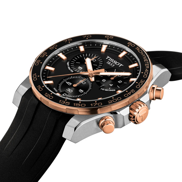 Montre Tissot Supersport Chrono 42 mm PVD Or Rose Bracelet Caoutchouc