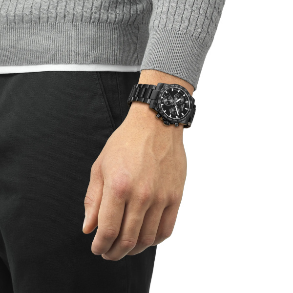 Montre Tissot Supersport Chrono 42 mm Noir PVD Bracelet Acier
