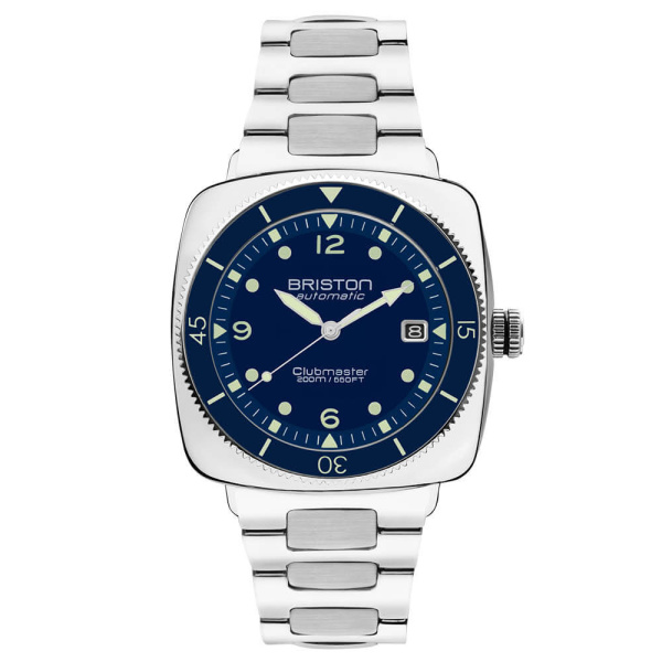 Montre Briston Clubmaster Legend Diver 40 mm Acier Poli Bracelet Acier Cadran Bleu