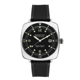 Montre Briston Clubmaster Legend Diver 40 mm Acier Poli Caoutchouc Cadran Noir