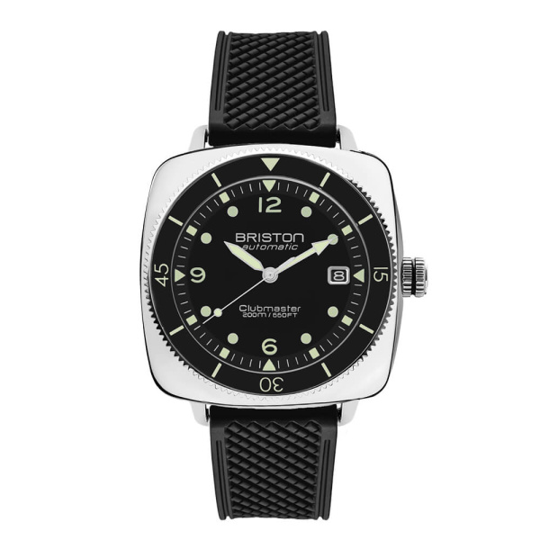 Montre Briston Clubmaster Legend Diver 40 mm Acier Poli Caoutchouc Cadran Noir