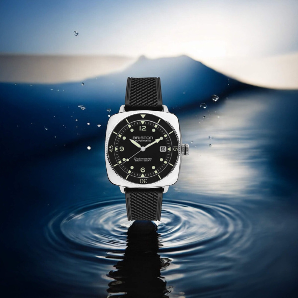 Montre Briston Clubmaster Legend Diver 40 mm Acier Poli Caoutchouc Cadran Noir