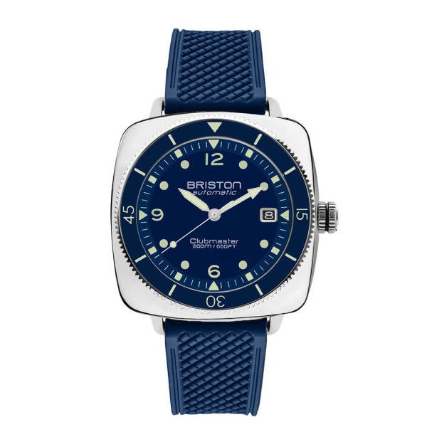 Montre Briston Clubmaster Legend Diver 40 mm Acier Poli Caoutchouc Cadran Bleu Marine