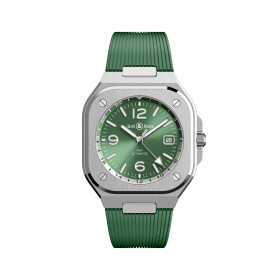 Montre Bell & Ross BR-05 GMT Green Steel 41 mm Bracelet Caoutchouc Vert