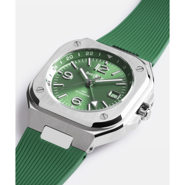 Montre Bell & Ross BR-05 GMT Green Steel 41 mm Bracelet Caoutchouc Vert