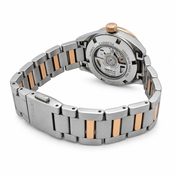 Montre Occasion Tag Heuer Carrera 28mm Cadran Nacre Diamants Acier et Or Rose