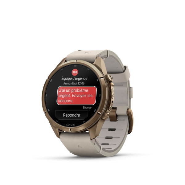 Montre Garmin Fenix 9 Pro inReach 43 mm Titane doré Cuir