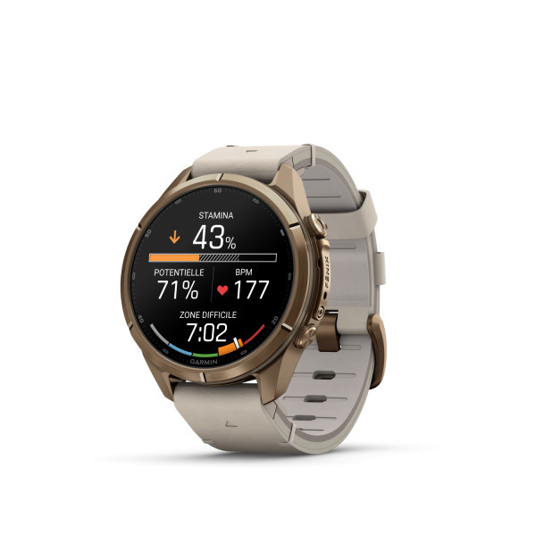 Montre Garmin Fenix 9 Pro inReach 43 mm Titane doré Cuir