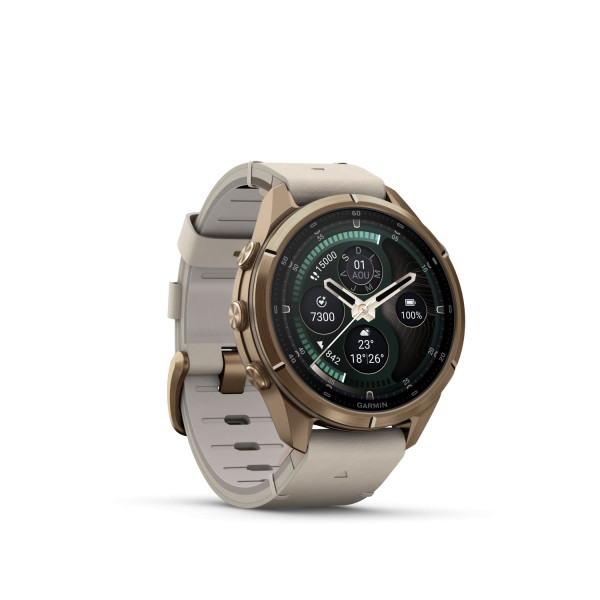 Montre Garmin Fenix 9 Pro inReach 43 mm Titane doré Cuir