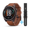 Montre Garmin Fenix 9 47 mm Titane DLC Bracelet Cuir + Silicone