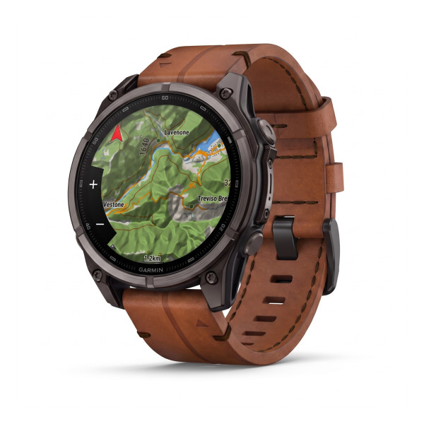 Montre Garmin Fenix 9 47 mm Titane DLC Bracelet Cuir + Silicone