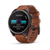 Montre Garmin Fenix 9 47 mm Titane DLC Bracelet Cuir + Silicone