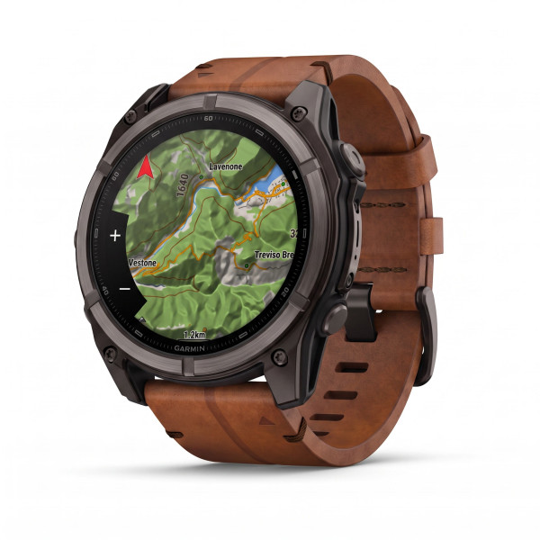 Montre Garmin Fenix 9 51 mm Titane DLC Bracelet Cuir + Silicone