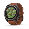Montre Garmin Fenix 9 51 mm Titane DLC Bracelet Cuir + Silicone